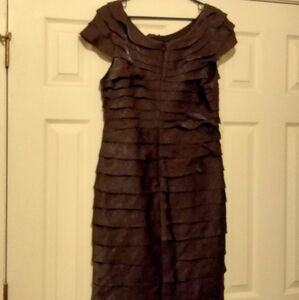 Dressbarn Collection Dress Women 16 Brown Layered Elegant Midi Wedding Church